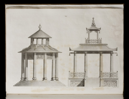 Illustration from William Chambers 'Designs of Chinese Buildings, Furniture, Dresses, Machines and Utensils' (London 1757) at Springhill, County Londonderry, Northern Ireland